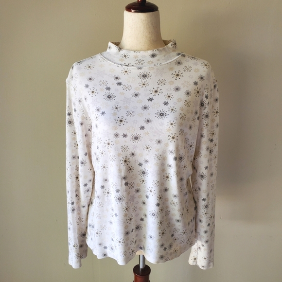 Croft & Barrow Large Snowflake Vintage Moclneck Turtleneck Winter Long Sleeve - Picture 1 of 13